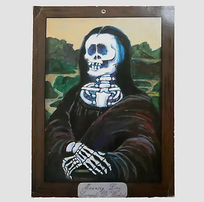 Moaning Mona Lisa Poster Leonaro Da Wicked Vinci By GB Halloween Skeleton VTG • $24.98