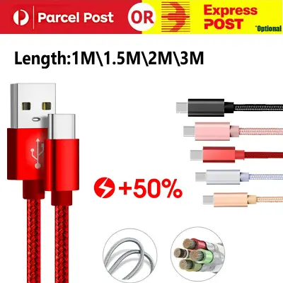 Braided USB Type-C Fast Charger Cable Cord For Samsung S22 S21 Note 20 Ultra S9  • $5.99