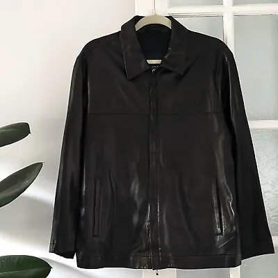 Canali Sport Smooth Lambskin Leather Jacket Black Size IT 50 (L) RRP £2100 • £900