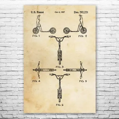 Scooter Patent Poster Print 12 SIZES Home Gym Decor Skating Art Sports Wall Art • $12.95