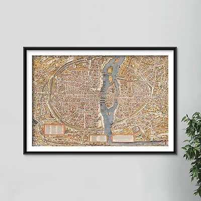 Vintage Map Of Paris From 1550 Photo Print Poster Gift France French • $89.50