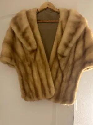 Vintage Mink Fur Tan/ Brown Wrap Shrug Stole Cape Jacket One Size Beautiful • $85