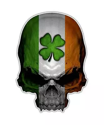 Ireland Flag Skull Decal Sticker Irish Lucky Charm 4 Leaf Clover IRL Dublin • $14.99