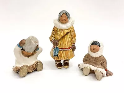 Lot Of Three (3) Original ALan Johnson Eskimoe Figurines Tallest 7  C1962 • $450