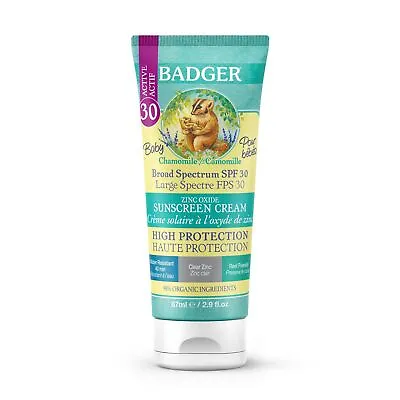 Badger Sunscreen Cream Baby Clear Zinc SPF 30 (protect Babies And Toddlers F... • £9