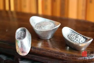 3pcs Qing Dynasty Ingots Antique Silver Coins Zhaocai Ornament Fengshui Chinese • $7.86
