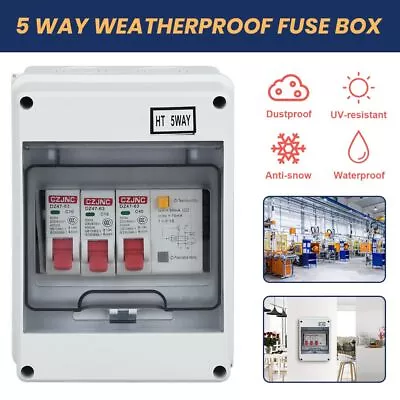 5 Way Caravan Garage Consumer Unit Enclosure Fuse Box 2MCB 16A 30mA RCD New • £16