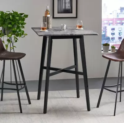 Table Bar Square Pub Black Height Solid Wood Dining Bistro Modern Swivel Top New • $214.49