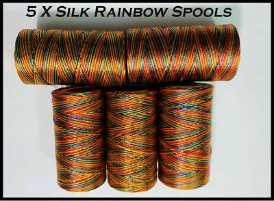£3.11 • Buy SET OF 5 X RAINBOW SILK EMBROIDERY THREAD BEST FOR BROTHER, JANOME, JUKI | UK