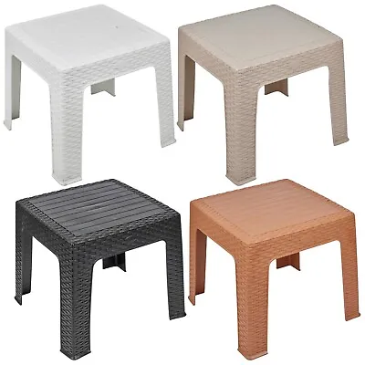 Rattan Design Wicker Coffee Table Bistro Outdoor Plastic Garden Patio Furniture • £11.99