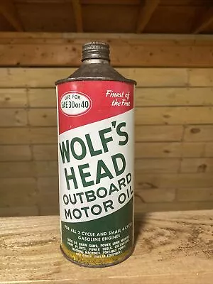 Vintage Wolf's Head Outboard Motor Oil One Quart Cone Top Can Advertisement • $90