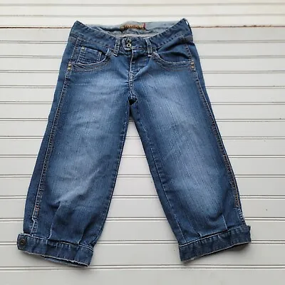 Mudd Vintage Juniors  Blue Cropped Jeans Low Rise 28x16 Juniors Size 1 • $15