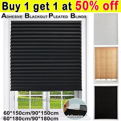 Self Adhesive Pleated Blind Balcony Window Curtain Shades For Office Bedroom*NEW • £4.95