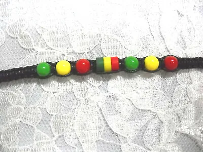 $3.99 • Buy Reggae Black Macrame Weave Rasta Red Green Yellow Tie Bracelet Or Anklet 7 - 11 