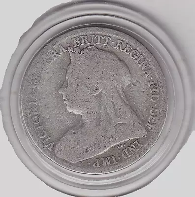 1900   Queen  Victoria  Shilling  (1/-)  Silver  (92.5%) Coin • $5.50