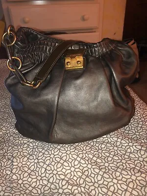 Marc By Marc Jacobs Womens Single Strap Metallic Hobo Handbag Gray Leather (S) • $44