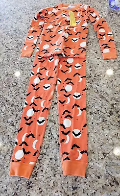 Hanna Andersson Kids Halloween Long John Pajama Set Tiger Orange   US 10 Youth • $35