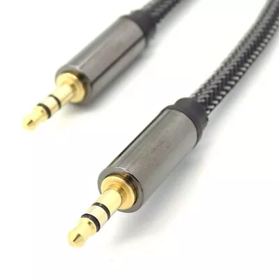 AUX Audio Cable 10m LONG Braided Lead 3.5mm Metal Jack Stereo For Car IPhone MP3 • £8.45