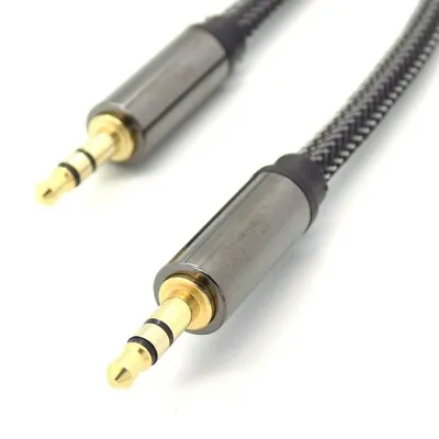 AUX Audio Cable 7m Braided Lead 3.5mm Metal Jack To Jack Stereo For Car IPhone • £7.45
