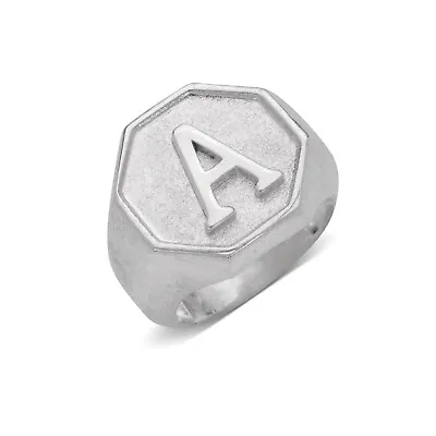 Octagon Signet .925 Sterling Silver Initial Ring • $60
