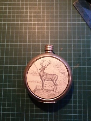 £4 • Buy Vintage Pewter Hip Flask Sheffield England