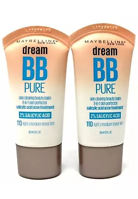 (2) Maybelline Dream BB Pure Beauty Balm Sealed 110 - Light / Medium Exp 2023 • $9.99
