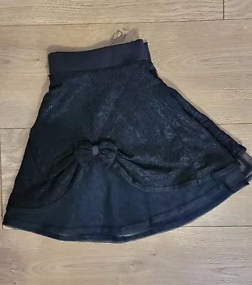 Mirella Ballet Dance Skirt Womens Size Petite Xs Black Lace Pull On EUC • $6.99