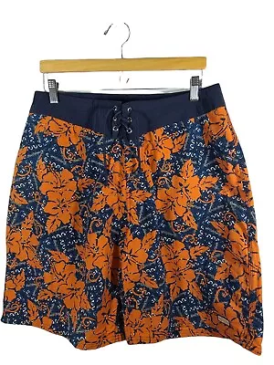 OP Blue Orange Hawaiian Floral Surf Swim Board Shorts Trunks Men 34 Vintage • $17.50