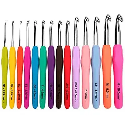 Crochet Hooks Set Clover Amour Steel Pastel 14 Pcs Ergonomic Easy Grip Bright* • $17.96