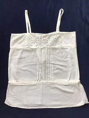 Miss Selfridge White Cotton Broiderie Anglaise Summer Camisole Top - Sz 8/10 • $7.39