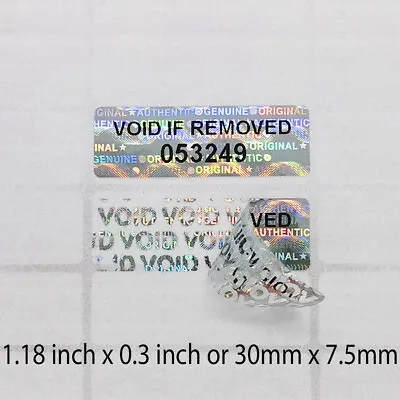 $9.95 • Buy 100 Security Hologram Stickers Black Serial Numbers Warranty Void If Removed 