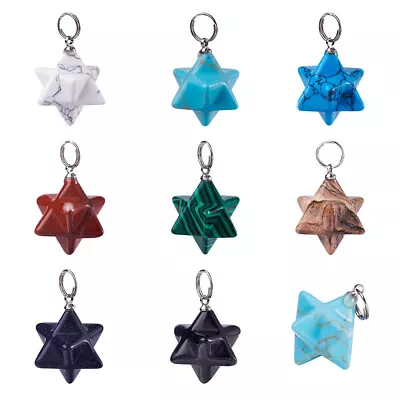 £13.91 • Buy 10x Mixed Merkaba Star Crystal Pendents Natural Gemstone Stone Charms 23mm