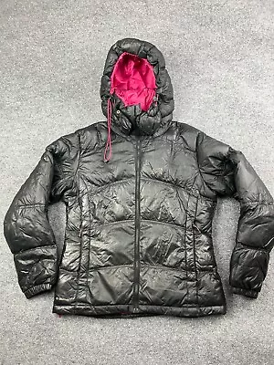 Millet Pertex Microlight Puffer Jacket Women's Large Black Down Full Zip Hoodedv • $70