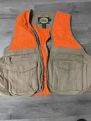 Cabela’s Women Shooting Hunting Fishing Vest Blaze Orange Beige Canvas Large • $54.99