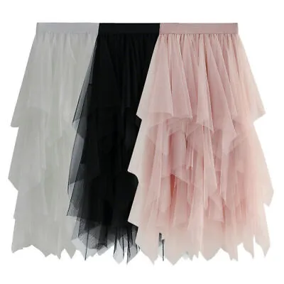 £8.98 • Buy Women High Waist Mesh TUTU Maxi Skirt Sheer Net Tulle Pleated A Line Long Dress