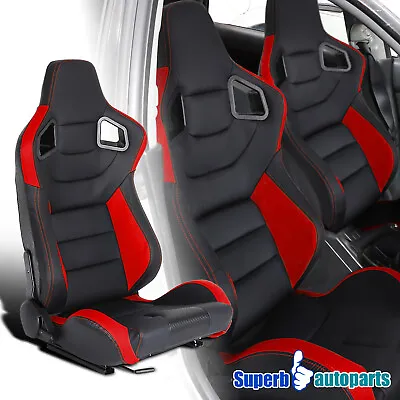 $169.98 • Buy Black Red Durable PVC Leather Right Side Carbon Fiber Look Sporty Racing Seat
