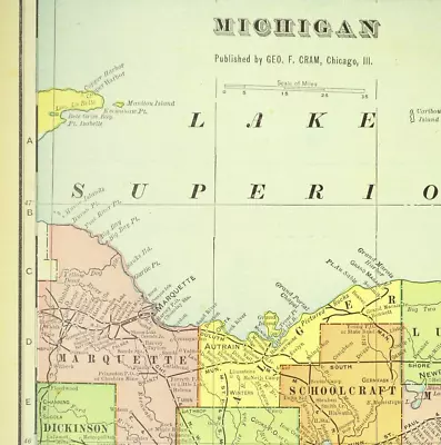 Ca1902 Vintage MICHIGAN Map Wall Art Decor LARGE Original State Antique Detroit • $21.21