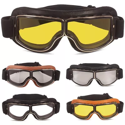 Motocross Goggles Vintage Aviator Pilot Motorcycle Goggle Sport Ski Glasses • $10.98