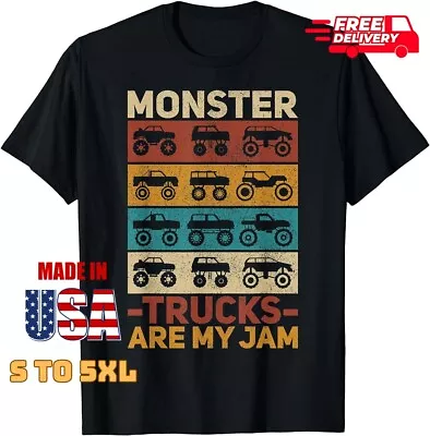 Monster Trucks Are My Jam Men Boys Kids Retro Monster Truck T-shirt Freeship • $9.21