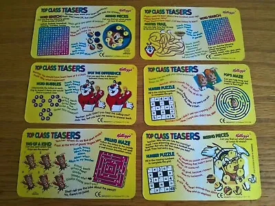 Kelloggs Cereal Trade Cards Top Class Teasers Puzzles/stickers Complete Full Set • £2.99