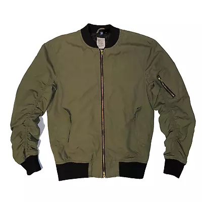 H&M Divided Military Green Bomber Jacket - Small Gold Accents Zip Up • $19.99