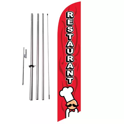 Restaurant Advertising Feather Banner Swooper Flag Kit With Ground Stake • $48.75