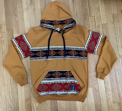 NTVES Ethnic Lines Hoodie Unisex Size Large Cotton & Wool Handmade Ecuador • $33.99