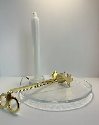 Vintage-Style Pukeberg Sweden Glass Candle Stick Holder With Original Sticker • $19.90