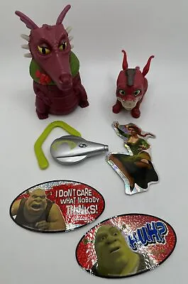 McDonalds Happy Meal 2007 Shrek Dragon Toys Kelloggs Cereal Toy And Stickers • $5