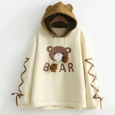£21.59 • Buy Kawaii Clothing Sweater Hoodie Harajuku Korea Japan Bear Ribbon Sweatshirt Ears