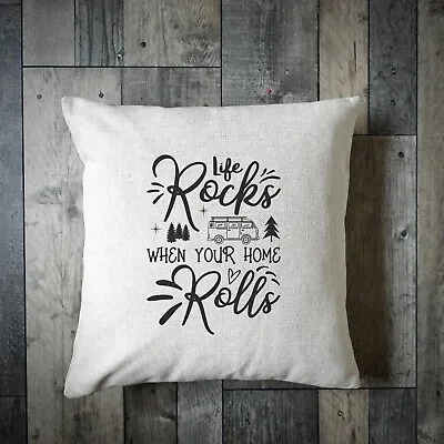 Life Rocks When Your Home Rolls Camper Van Cushion - Campervan Gift - Vanlife • £10