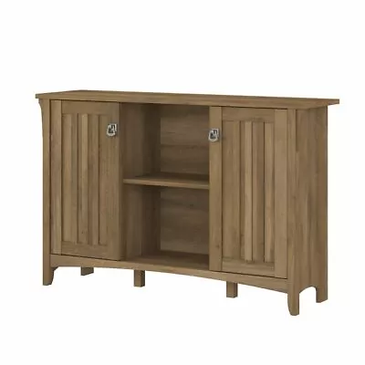 Rustic Brown Wooden Buffet Console Storage Cabinet China Server 2 Doors Curio • $223.90