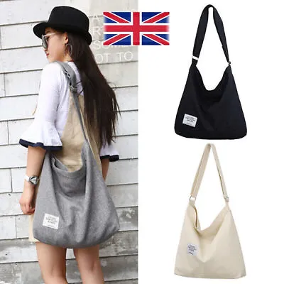 Womens Satchel Shoulder Bag Tote Messenger Lady Cross Body Large Canvas Handbag • £6.45