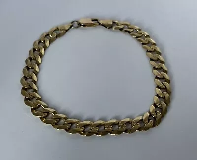 REAL 10k Yellow Gold Cuban Link Chain Bracelet Diamond Cut 8.2mm 8.5 Inch 16.1g • $798